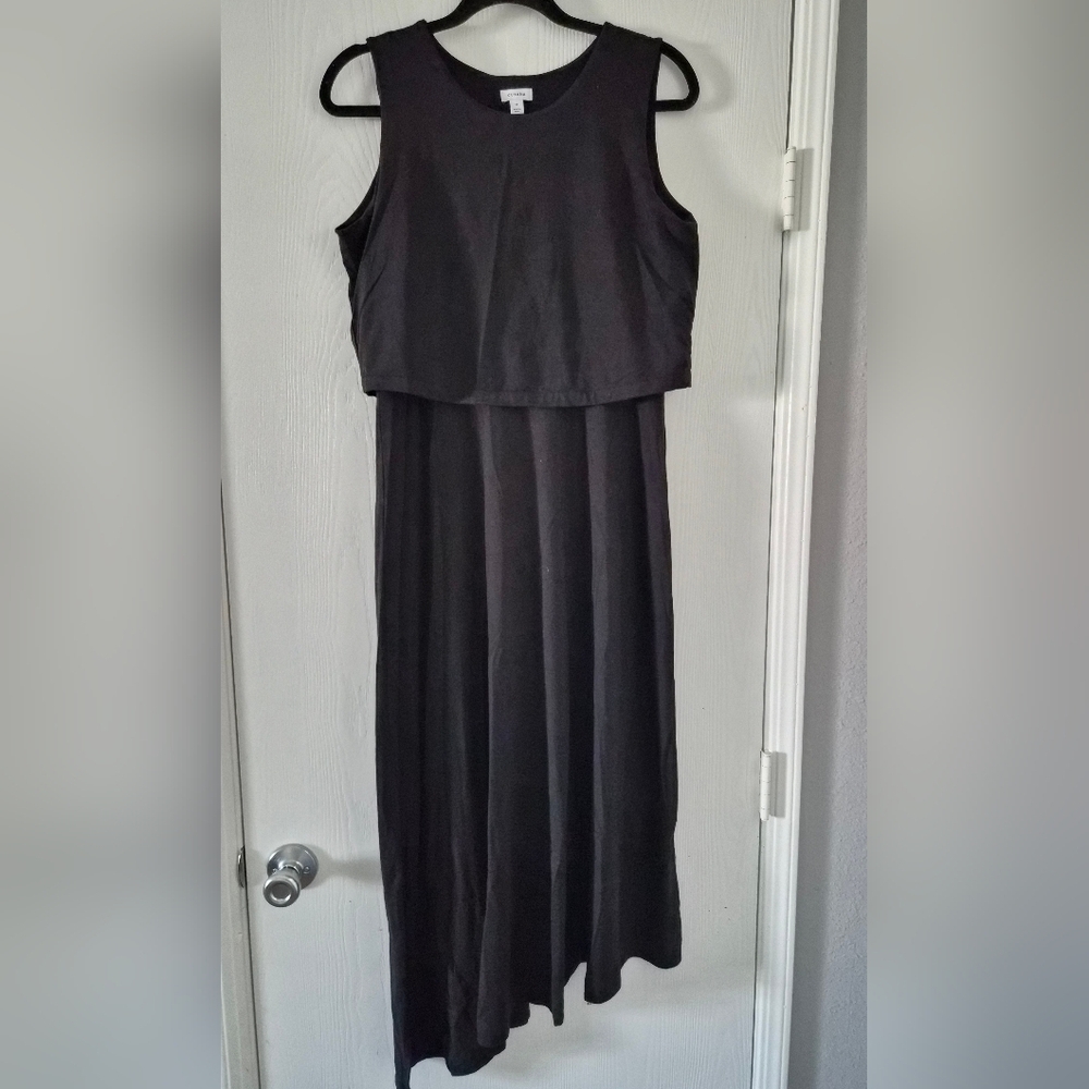 Cuyana Black Asymmetrical Overlay Tie Back Dress Size Medium - Picture 3 of 10
